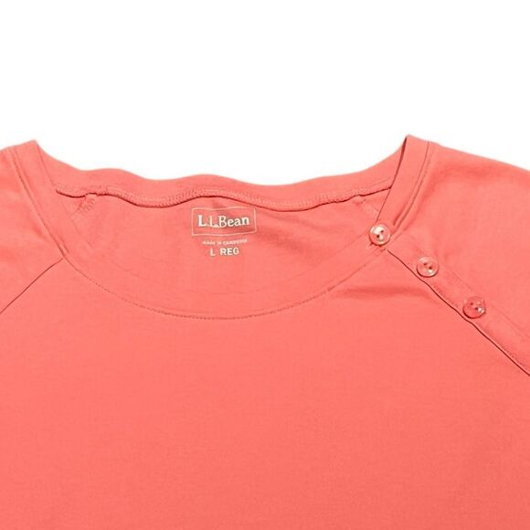 L.L. Bean Coral Top With Button Details, Size L - Picture 3 of 7